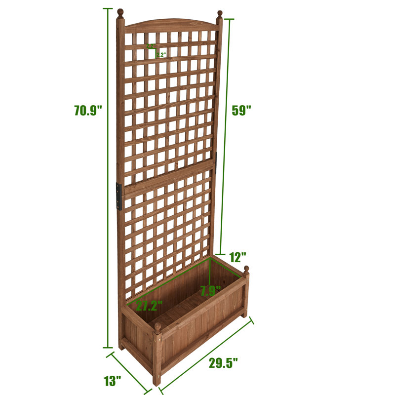 Charlton Home® AbdulHaqq Cedar Planter Box with Trellis Wayfair